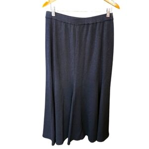 St John Black Fit Flare Elastic Waist Wool Blend Skirt 12